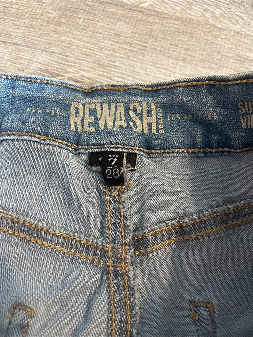 Rewash Light Blue Frayed Hem Denim Shorts - Picture 2 of 4